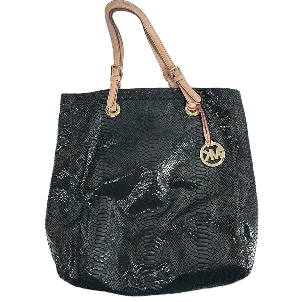 Michael Kors Black Python Effect Patent Leather N… - image 2